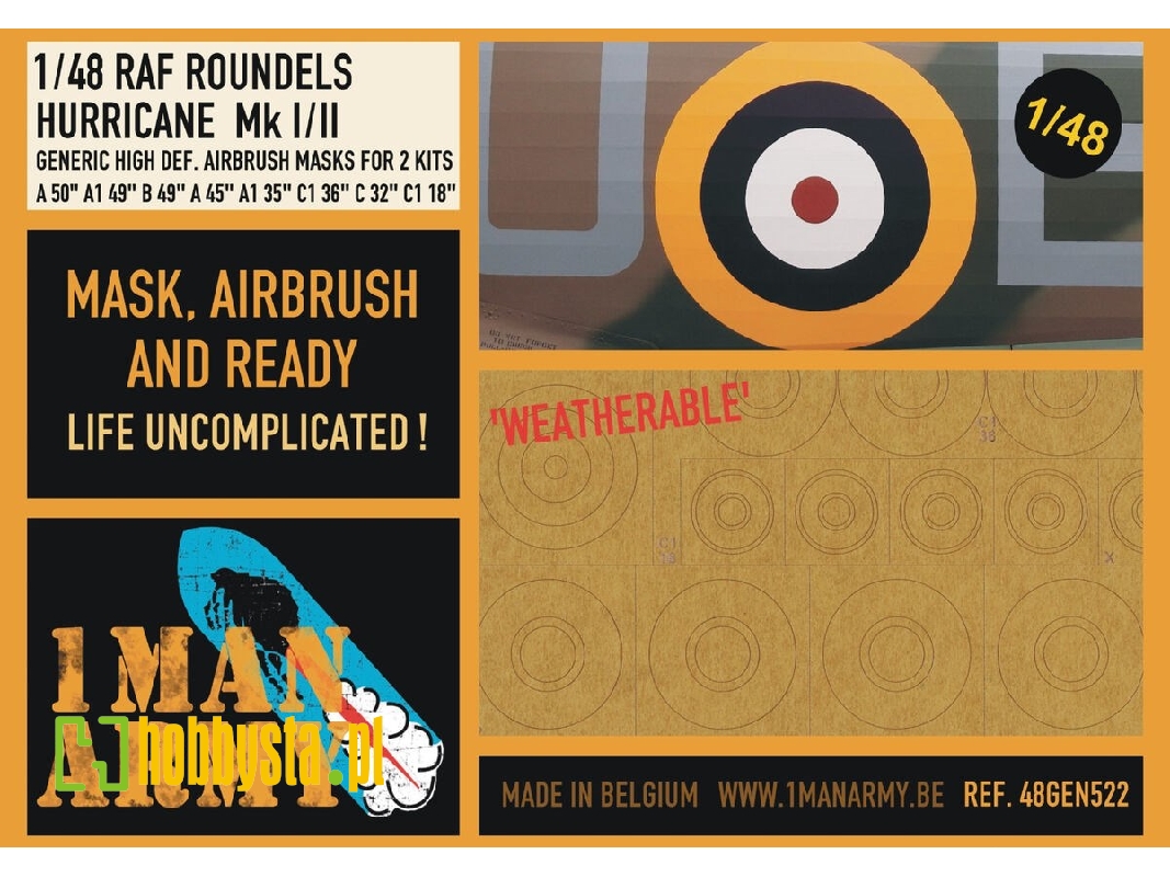 Hawker Hurricane Mk.I / Mk.Iib / Mk.Iic - Roundels Generic Set (For Airfix, Arma Hobby, Hasegawa And Hobby Boss Kits) - zdjęcie Hawker Hurricane Mk.I / Mk.Iib / Mk.Iic - Roundels Generic Set (For Airfix, Arma Hobby, Hasegawa And Hobby Boss Kits) - zdjęcie