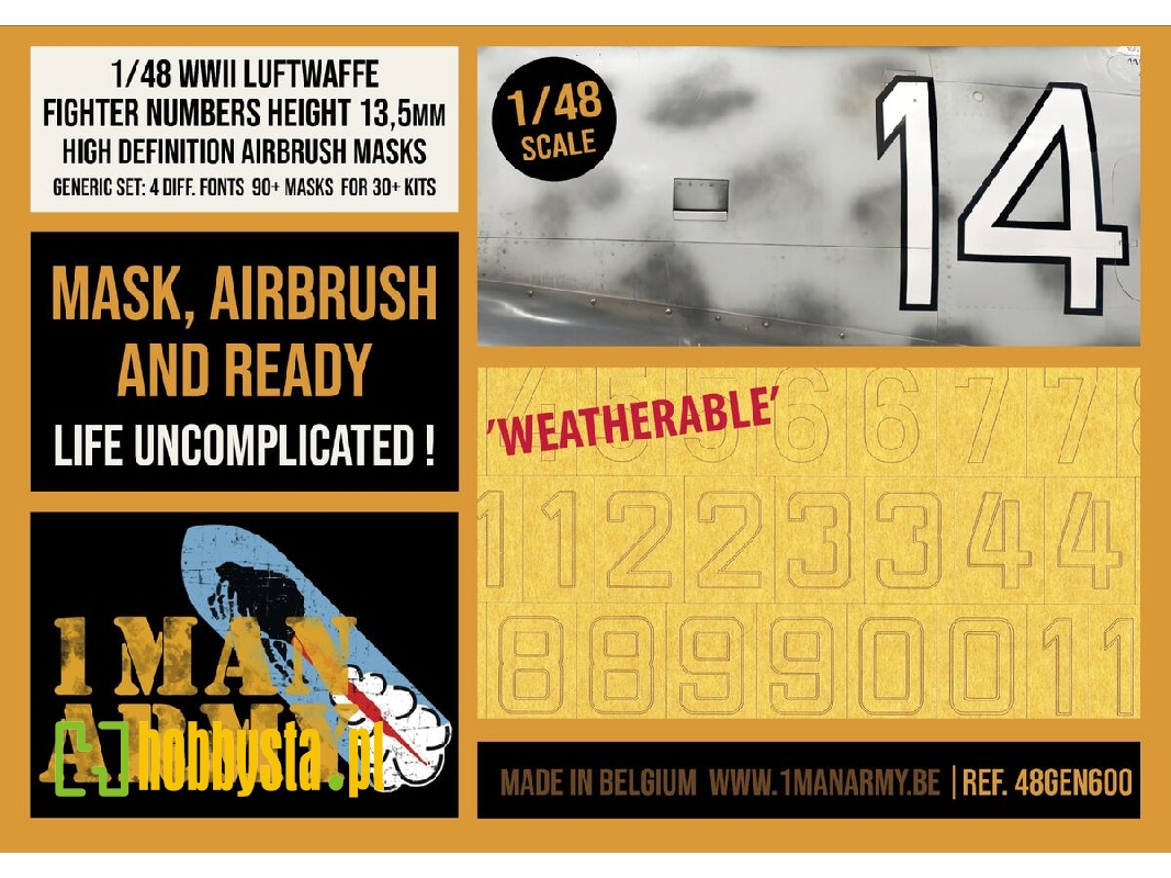 Focke-wulf Fw-190 A-series - High Definition airbrush Masks Fighter Numbers (13,5 Mm) General set - zdjęcie 1 Focke-wulf Fw-190 A-series - High Definition airbrush Masks Fighter Numbers (13,5 Mm) General set - zdjęcie 1
