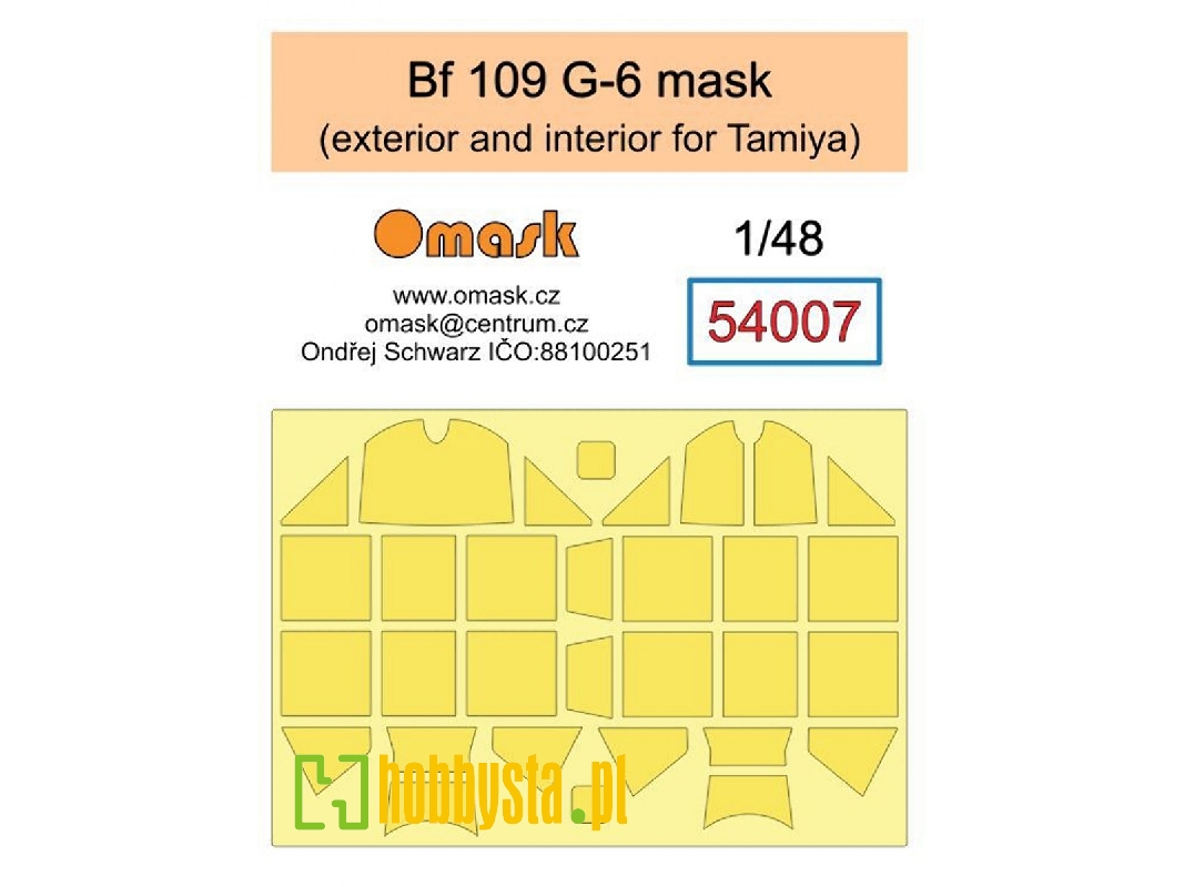 Messerschmitt Bf-109 G-6 - Exterior And Interior Masks (For Tamiya Kits) - zdjęcie 1