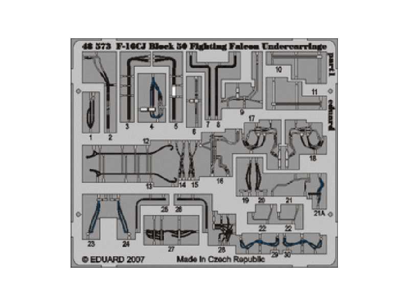 F-16CJ Block 50 undercarriage 1/48 - Tamiya - blaszki - zdjęcie 1 F-16CJ Block 50 undercarriage 1/48 - Tamiya - blaszki - zdjęcie 1