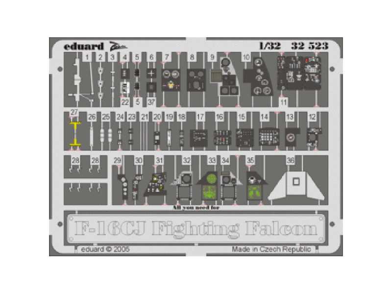 F-16CJ interior 1/32 - Tamiya - blaszki - zdjęcie 1 F-16CJ interior 1/32 - Tamiya - blaszki - zdjęcie 1