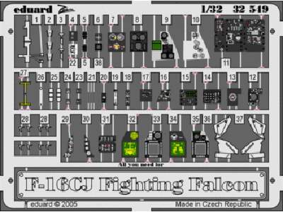  F-16CJ interior 1/32 - Academy Minicraft - blaszki - zdjęcie 1