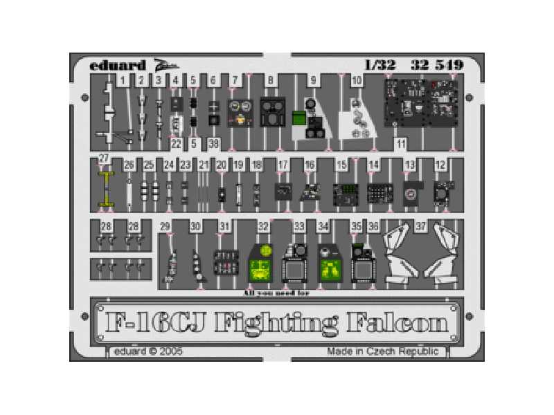  F-16CJ interior 1/32 - Academy Minicraft - blaszki - zdjęcie 1