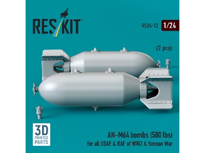An-m64 Bombs (500 Lbs) For All Usaf & Raf Of Ww2 & Korean War (2pcs) (3d Printed) - zdjęcie 1