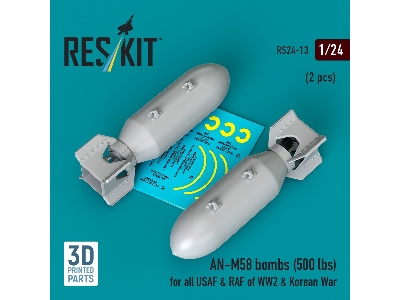An-m58 Bombs (500 Lbs) For All Usaf & Raf Of Ww2 & Korean War (2pcs) (3d Printed) - zdjęcie 2