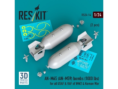An-m65 (An-m59) Bombs (1000 Lbs) For All Usaf & Raf Of Ww2 & Korean War (2pcs) (3d Printed) - zdjęcie 2