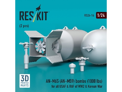 An-m65 (An-m59) Bombs (1000 Lbs) For All Usaf & Raf Of Ww2 & Korean War (2pcs) (3d Printed) - zdjęcie 3