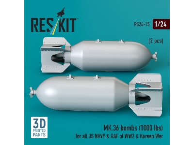 Mk.36 Bombs (1000 Lbs) For All Us Navy & Raf Of Ww2 & Korean War (2 Pcs) (3d Printed) - zdjęcie 2