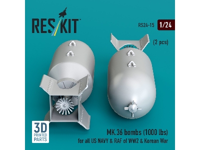 Mk.36 Bombs (1000 Lbs) For All Us Navy & Raf Of Ww2 & Korean War (2 Pcs) (3d Printed) - zdjęcie 3