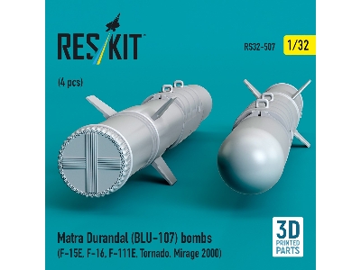 Matra Durandal (Blu-107) Bombs (4pcs) (F-15e, F-16, F-111e, Tornado, Mirage 2000) (3d Printed) - zdjęcie 3