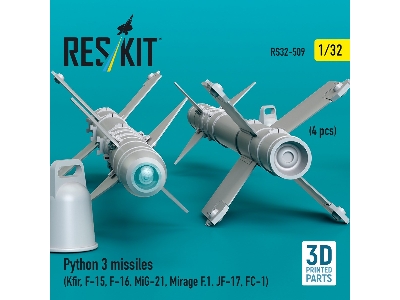 Python 3 Missiles (4pcs) (Kfir, F-15, F-16, Mig-21, Mirage F.1, Jf-17, Fc-1) (3d Printed) - zdjęcie 3