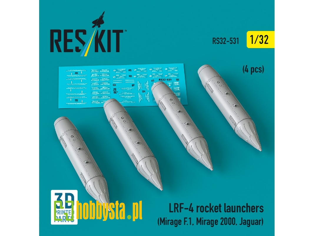 Lrf-4 Rocket Launchers (4pcs) (Mirage F.1, Mirage 2000, Jaguar) (3d Printed) - zdjęcie 1 Lrf-4 Rocket Launchers (4pcs) (Mirage F.1, Mirage 2000, Jaguar) (3d Printed) - zdjęcie 1