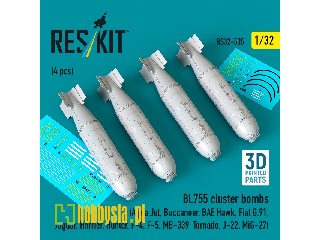 Bl755 Cluster Bombs (4pcs) (Alpfa Jet, Buccaneer, Bae Hawk, Fiat G.91, Jaguar, Harrier, Hunter, F-4, F-5, Mb-339, Tornado, J-22, Bl755 Cluster Bombs (4pcs) (Alpfa Jet, Buccaneer, Bae Hawk, Fiat G.91, Jaguar, Harrier, Hunter, F-4, F-5, Mb-339, Tornado, J-22,