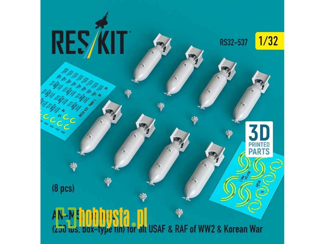 An-m57 Bombs (250 Lbs, Box-type Fin) For All Usaf & Raf Of Ww2 & Korean War (8pcs) (3d Printed) - zdjęcie 1 An-m57 Bombs (250 Lbs, Box-type Fin) For All Usaf & Raf Of Ww2 & Korean War (8pcs) (3d Printed) - zdjęcie 1