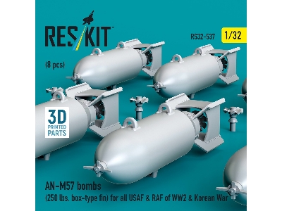 An-m57 Bombs (250 Lbs, Box-type Fin) For All Usaf & Raf Of Ww2 & Korean War (8pcs) (3d Printed) - zdjęcie 2