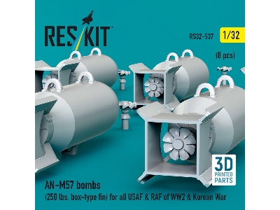 An-m57 Bombs (250 Lbs, Box-type Fin) For All Usaf & Raf Of Ww2 & Korean War (8pcs) (3d Printed) - zdjęcie 3
