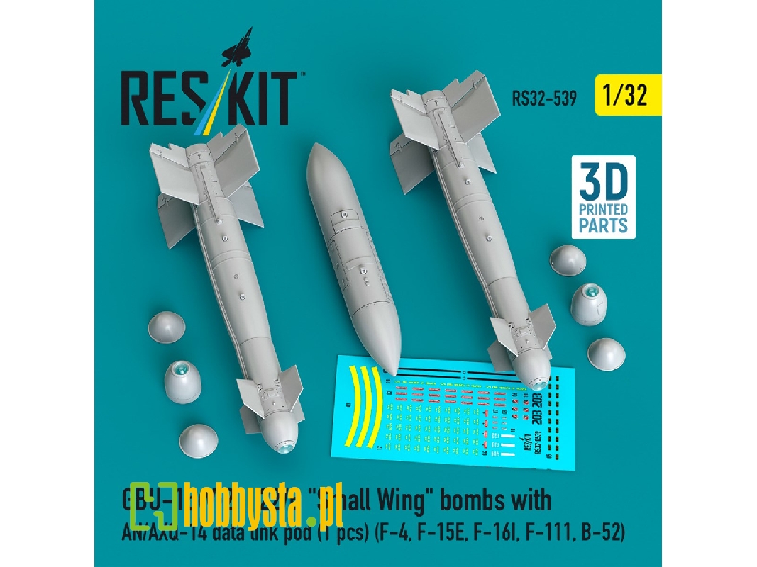 Gbu-15(V)21, 22/B 'small Wing' Bombs (2pcs) With An/Axq-14 Data Link Pod (1pc) (F-4, F-15e, F-16i, F-111, B-52) (3d Printed) - z Gbu-15(V)21, 22/B 'small Wing' Bombs (2pcs) With An/Axq-14 Data Link Pod (1pc) (F-4, F-15e, F-16i, F-111, B-52) (3d Printed) - z