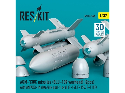 Agm-130c Missiles (Blu-109 Earhead) (2pcs) With An/Axq-14 Data Link Pod (1pc) (F-16i, F-15e, F-111f) (3d Printed) - zdjęcie 2