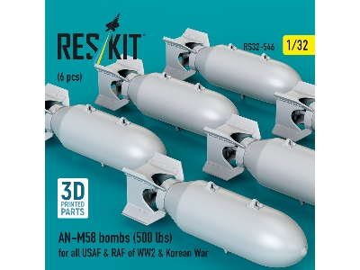 An-m58 Bombs (500 Lbs) For All Usaf & Raf Of Ww2 & Korean War (6pcs) (3d Printed) - zdjęcie 2