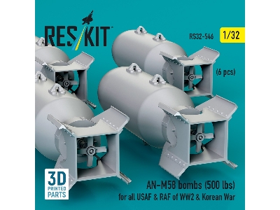 An-m58 Bombs (500 Lbs) For All Usaf & Raf Of Ww2 & Korean War (6pcs) (3d Printed) - zdjęcie 3