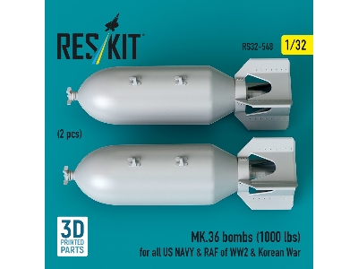 Mk.36 Bombs (1000 Lbs) For All Us Navy & Raf Of Ww2 & Korean War (2pcs) (3d Printed) - zdjęcie 2