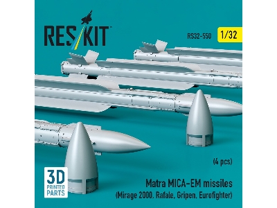 Matra Mica-em Missiles (4pcs) (Mirage 2000, Rafale, Gripen, Eurofighter) (3d Printed) - zdjęcie 2