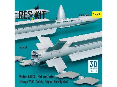Matra Mica-em Missiles (4pcs) (Mirage 2000, Rafale, Gripen, Eurofighter) (3d Printed) - zdjęcie 3