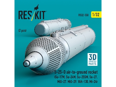 S-25-o Air-to-ground Rocket (2pcs) (Su-17m, Su-24m, Su-25sm, Su-27, Mig-27, Mig-29, Yak-130, Mi-24) (3d Printed) - zdjęcie 1
