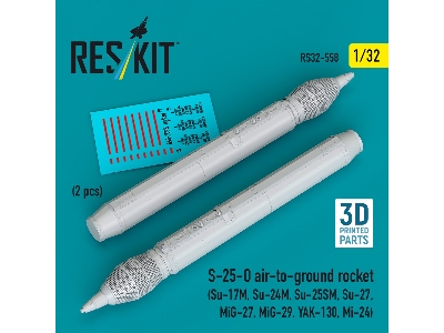S-25-o Air-to-ground Rocket (2pcs) (Su-17m, Su-24m, Su-25sm, Su-27, Mig-27, Mig-29, Yak-130, Mi-24) (3d Printed) - zdjęcie 2