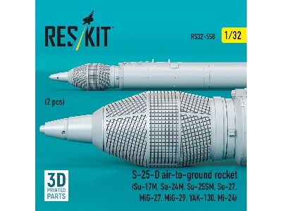 S-25-o Air-to-ground Rocket (2pcs) (Su-17m, Su-24m, Su-25sm, Su-27, Mig-27, Mig-29, Yak-130, Mi-24) (3d Printed) - zdjęcie 3