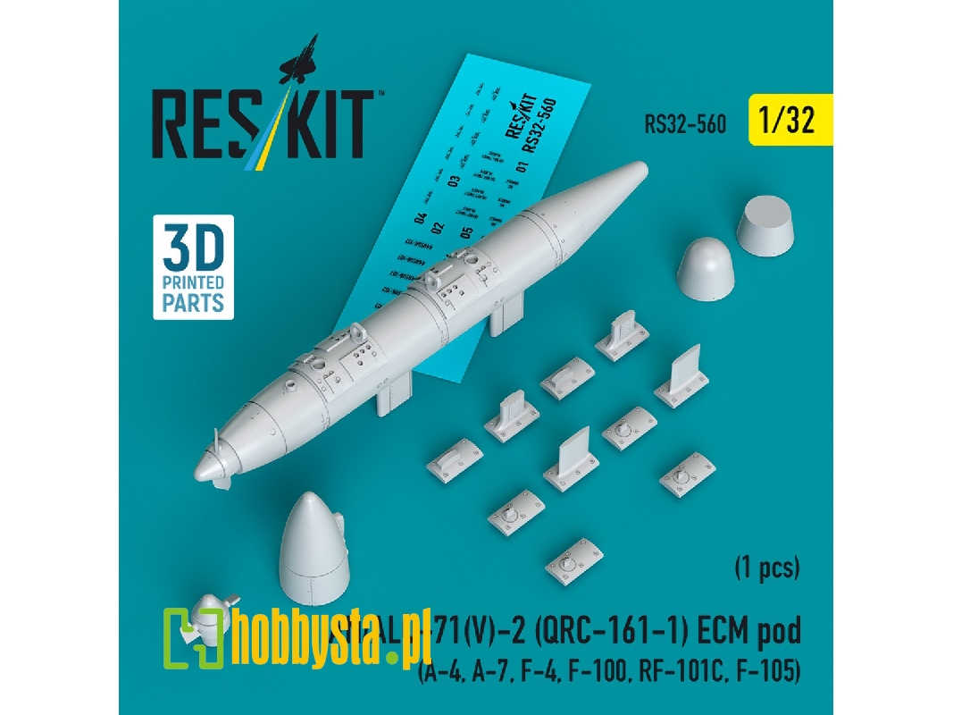 An/Alq-71(V)-2 (Qrc-161-1) Ecm Pod (1pc) (A-4, A-7, F-4, F-100, Rf-101c, F-105) (3d Printed) - zdjęcie 1 An/Alq-71(V)-2 (Qrc-161-1) Ecm Pod (1pc) (A-4, A-7, F-4, F-100, Rf-101c, F-105) (3d Printed) - zdjęcie 1