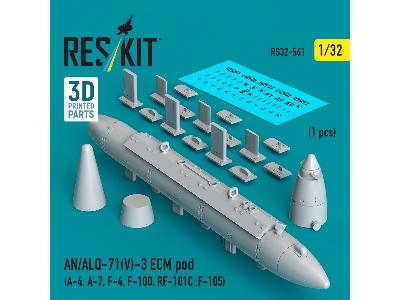 An/Alq-71(V)-3 Ecm Pod (A-4, A-7, F-4, F-100, Rf-101c, F-105) (1pc) (3d Printed) - zdjęcie 1