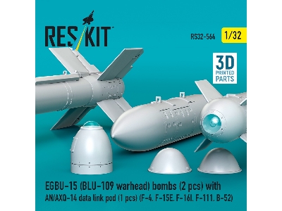 Egbu-15 (Blu-109 Warhead) Bombs (2pcs) With An/Axq-14 Data Link Pod (1pc) (F-4, F-15e, F-16i, F-111, B-52) (3d Printed) - zdjęc