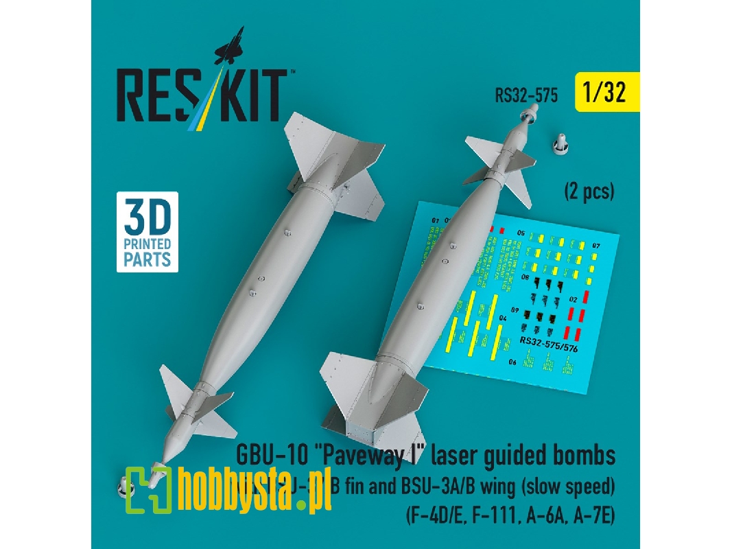 Gbu-10 'paveway I' Laser Guided Bombs With Bsu-37/B Fin And Bsu-3a/B Wing (Slow Speed) (2pcs) (F-4d/E, F-111, A-6a, A-7e) (3d Pr