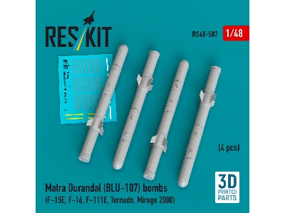Matra Durandal (Blu-107) Bombs (4pcs) (F-15e, F-16, F-111e, Tornado, Mirage 2000) (3d Printed) - zdjęcie 1
