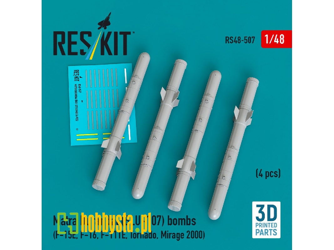 Matra Durandal (Blu-107) Bombs (4pcs) (F-15e, F-16, F-111e, Tornado, Mirage 2000) (3d Printed) - zdjęcie 1