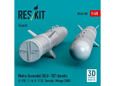 Matra Durandal (Blu-107) Bombs (4pcs) (F-15e, F-16, F-111e, Tornado, Mirage 2000) (3d Printed) - zdjęcie 3