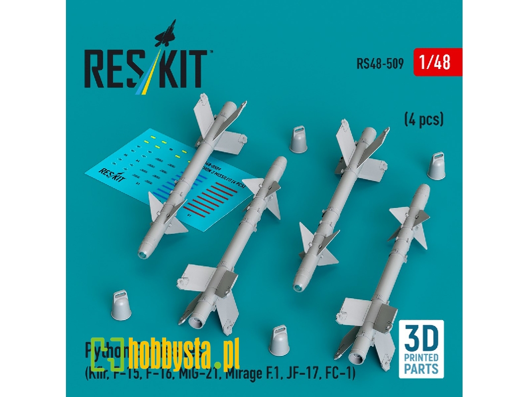 Python 3 Missiles (4pcs) (Kfir, F-15, F-16, Mig-21, Mirage F.1, Jf-17, Fc-1) (3d Printed) - zdjęcie 1