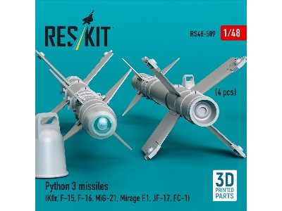 Python 3 Missiles (4pcs) (Kfir, F-15, F-16, Mig-21, Mirage F.1, Jf-17, Fc-1) (3d Printed) - zdjęcie 3