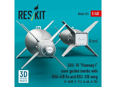 Gbu-10 'paveway I' Laser Guided Bombs With Bsu-4/B Fin And Bsu-3/B Wing (2pcs) (F-4d/E, F-111, A-6a, A-7e) (3d Printed) - zdjęc