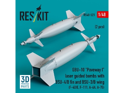 Gbu-10 'paveway I' Laser Guided Bombs With Bsu-4/B Fin And Bsu-3/B Wing (2pcs) (F-4d/E, F-111, A-6a, A-7e) (3d Printed) - zdjęc