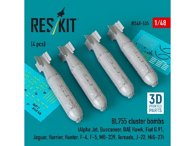 Bl755 Cluster Bombs (4pcs) (Alpfa Jet, Buccaneer, Bae Hawk, Fiat G.91, Jaguar, Harrier, Hunter, F-4, F-5, Mb-339, Tornado, J-22,