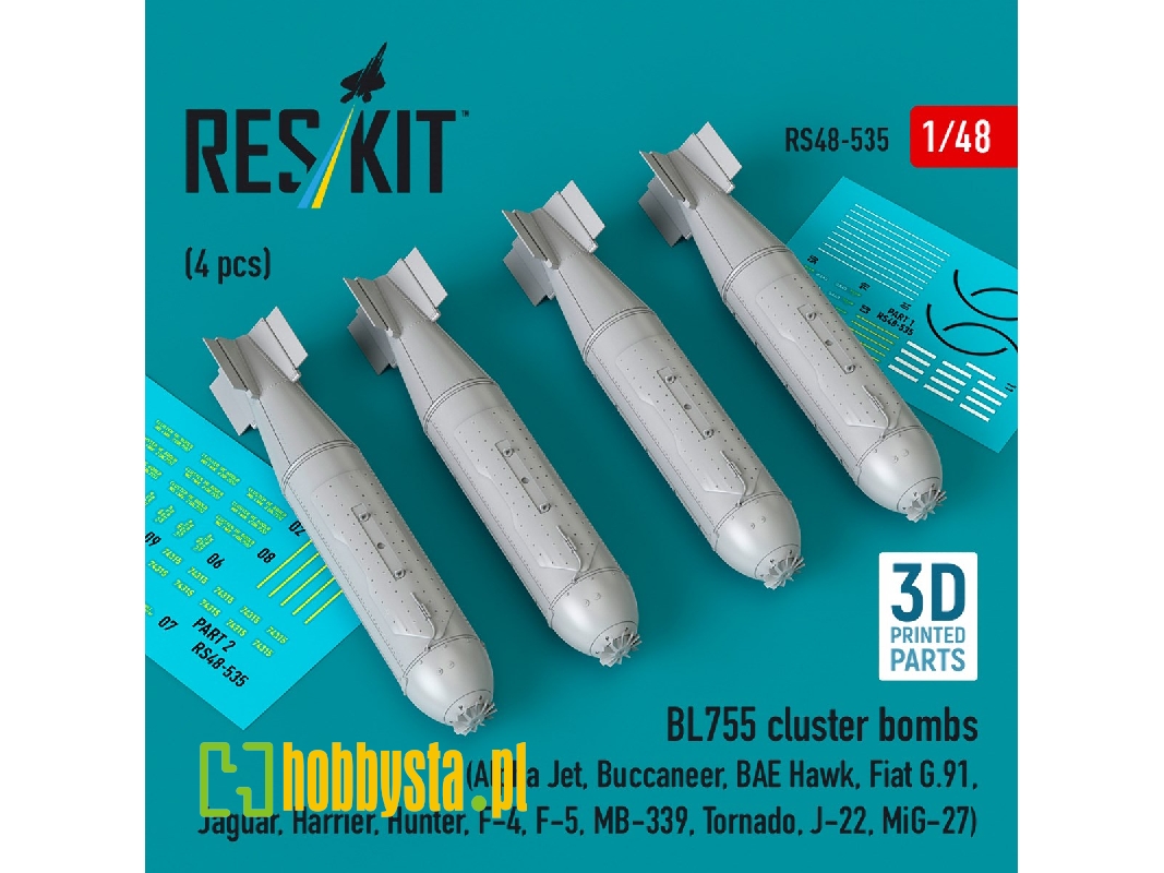 Bl755 Cluster Bombs (4pcs) (Alpfa Jet, Buccaneer, Bae Hawk, Fiat G.91, Jaguar, Harrier, Hunter, F-4, F-5, Mb-339, Tornado, J-22, Bl755 Cluster Bombs (4pcs) (Alpfa Jet, Buccaneer, Bae Hawk, Fiat G.91, Jaguar, Harrier, Hunter, F-4, F-5, Mb-339, Tornado, J-22,