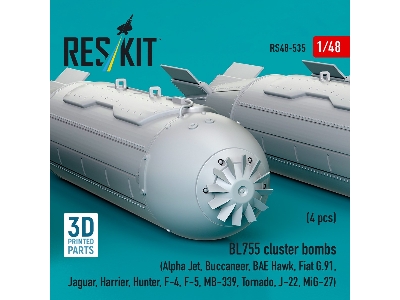 Bl755 Cluster Bombs (4pcs) (Alpfa Jet, Buccaneer, Bae Hawk, Fiat G.91, Jaguar, Harrier, Hunter, F-4, F-5, Mb-339, Tornado, J-22,