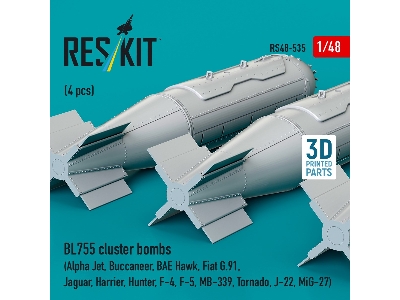 Bl755 Cluster Bombs (4pcs) (Alpfa Jet, Buccaneer, Bae Hawk, Fiat G.91, Jaguar, Harrier, Hunter, F-4, F-5, Mb-339, Tornado, J-22,