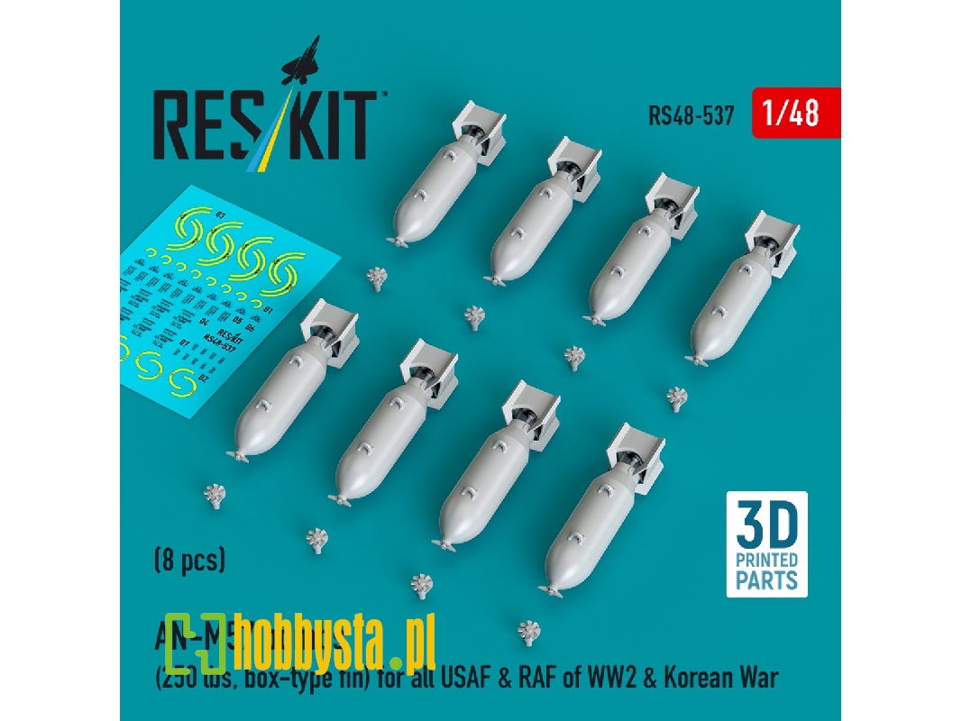 An-m57 Bombs (250 Lbs, Box-type Fin) For All Usaf & Raf Of Ww2 & Korean War (8pcs) (3d Printed) - zdjęcie 1 An-m57 Bombs (250 Lbs, Box-type Fin) For All Usaf & Raf Of Ww2 & Korean War (8pcs) (3d Printed) - zdjęcie 1