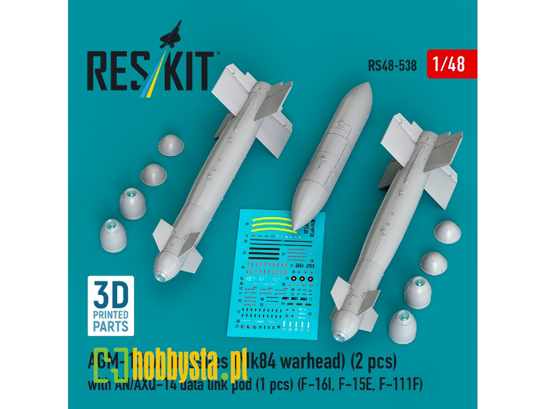 Agm-130a Missiles (Mk84 Warhead) (2pcs) With An/Axq-14 Data Link Pod (1pc) (F-16i, F-15e, F-111f) (3d Printed) - zdjęcie 1 Agm-130a Missiles (Mk84 Warhead) (2pcs) With An/Axq-14 Data Link Pod (1pc) (F-16i, F-15e, F-111f) (3d Printed) - zdjęcie 1