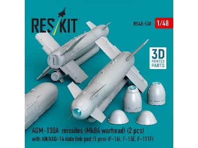 Agm-130a Missiles (Mk84 Warhead) (2pcs) With An/Axq-14 Data Link Pod (1pc) (F-16i, F-15e, F-111f) (3d Printed) - zdjęcie 2
