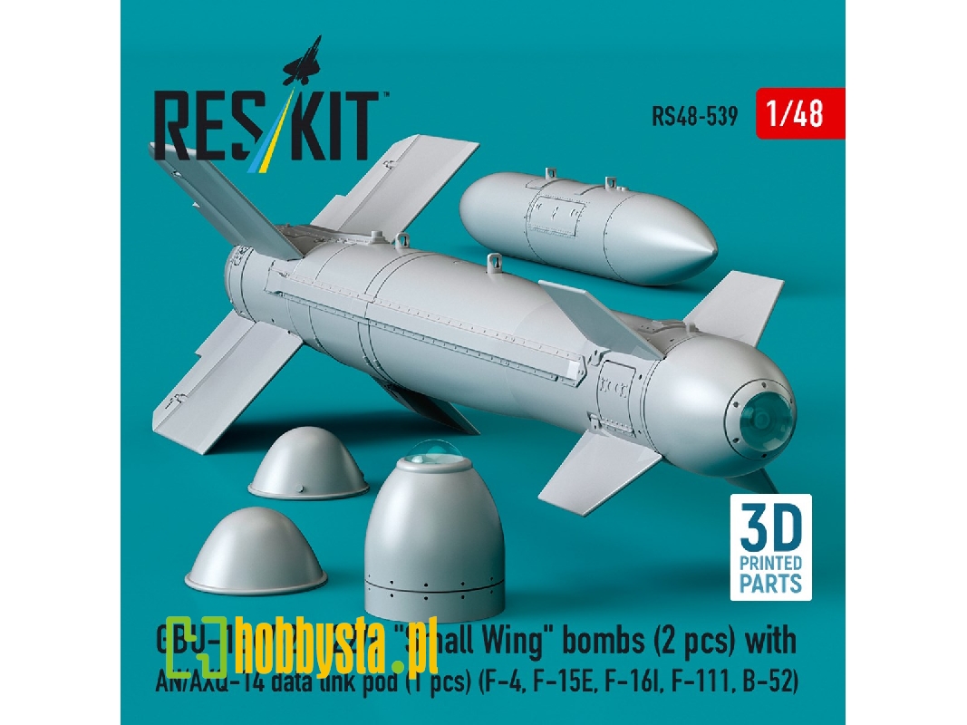 Gbu-15(V)21, 22/B 'small Wing' Bombs (2pcs) With An/Axq-14 Data Link Pod (1pc) (F-4, F-15e, F-16i, F-111, B-52) (3d Printed) - z