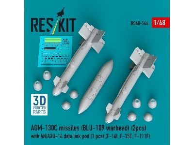 Agm-130c Missiles (Blu-109 Earhead) (2pcs) With An/Axq-14 Data Link Pod (1pc) (F-16i, F-15e, F-111f) (3d Printed) - zdjęcie 1